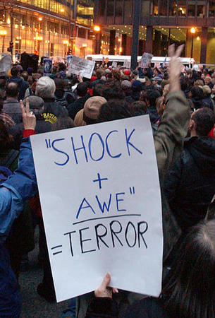 Anti-war protesters, Chicago, March 21, 2003.